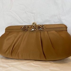 Gold satin evening bag